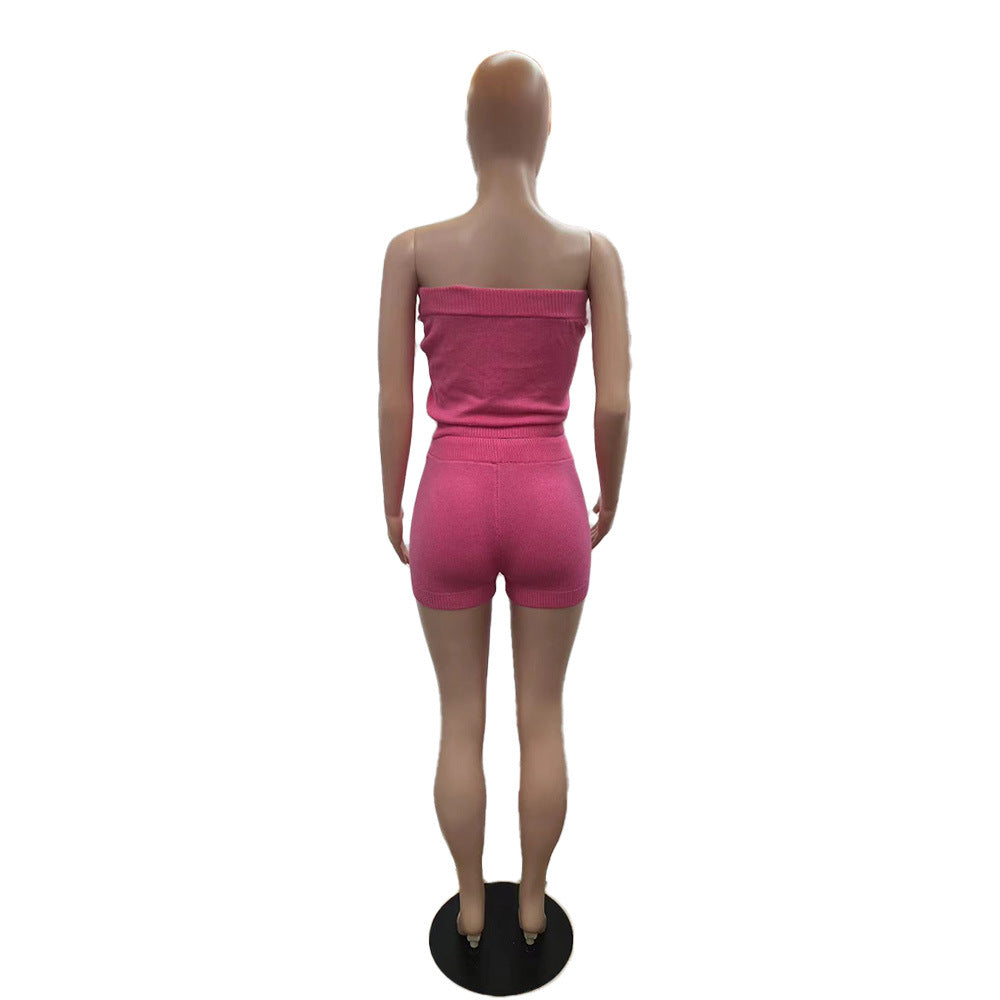 Women casual solid top and shorts two-piece 10