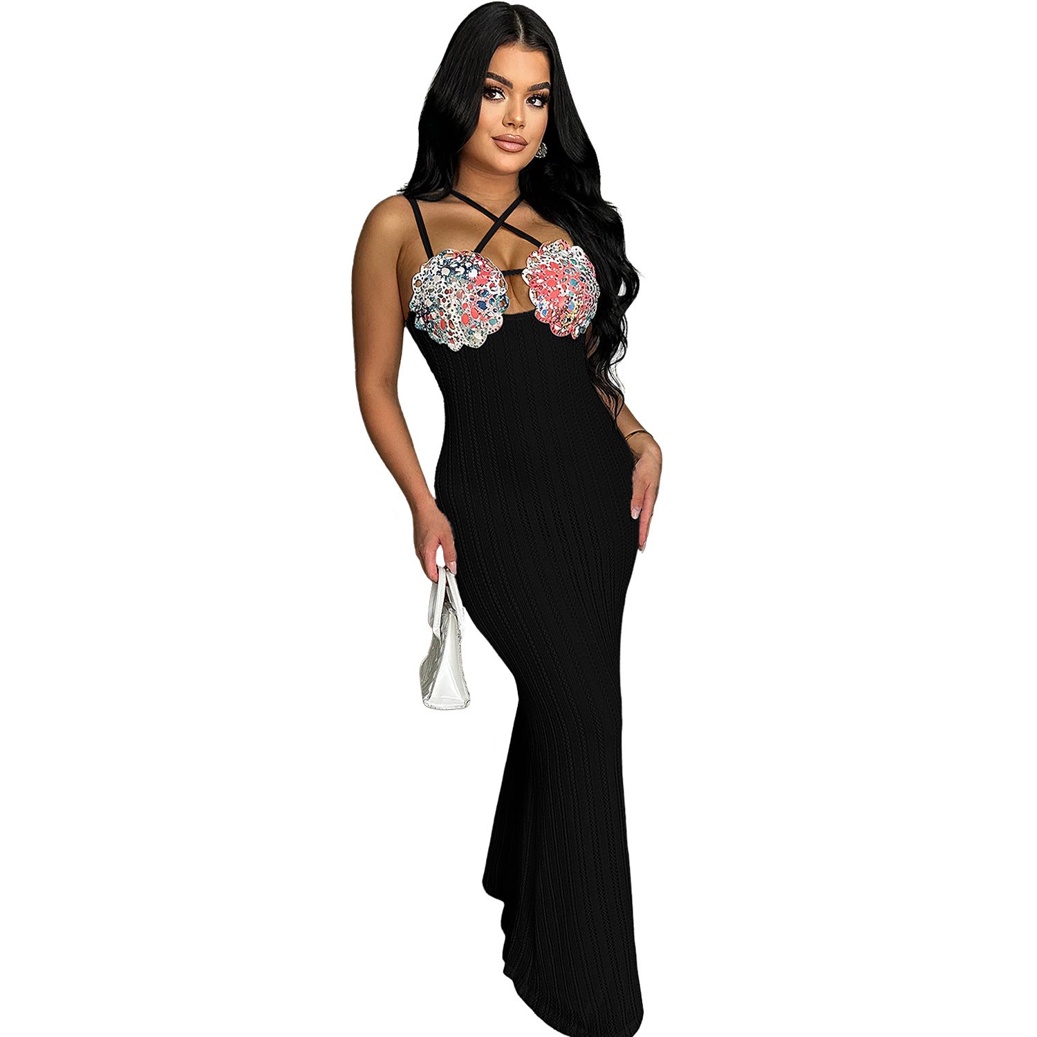 Fashion Women's Sexy Strap Slim Long Dress（customized,MOQ 6pcs/size/color,process time 7-10 days） 7