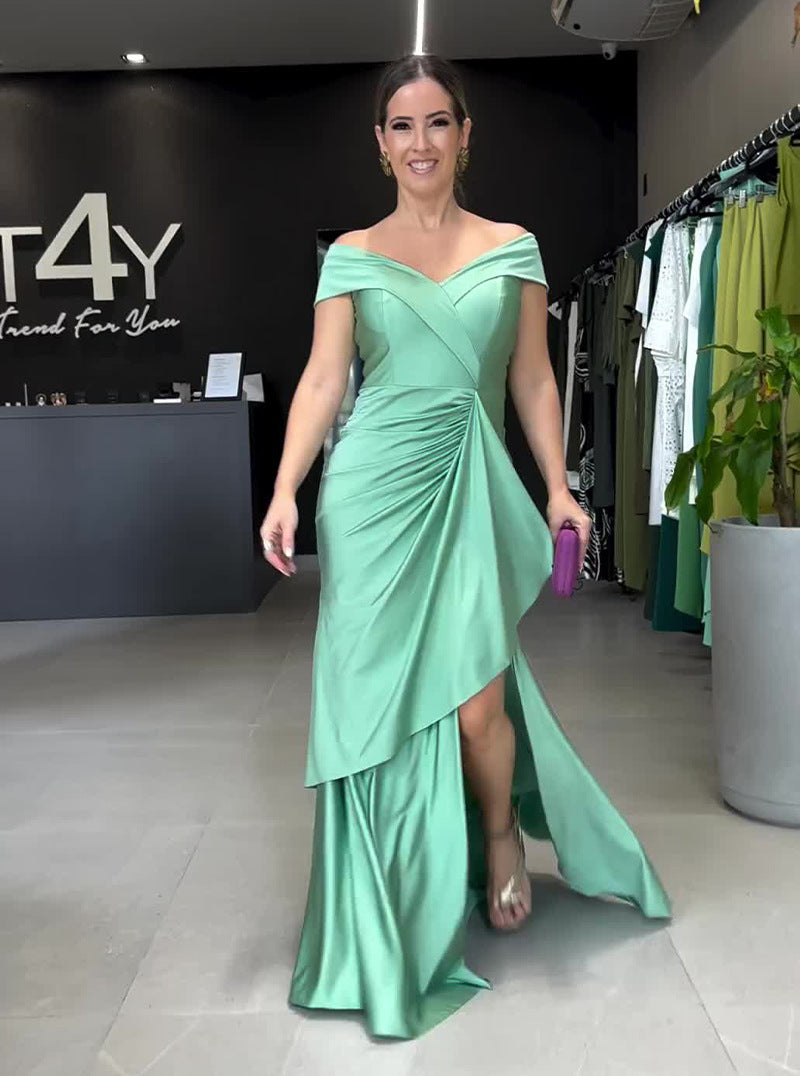 Women Halter Neck Backless Slit Maxi Dress