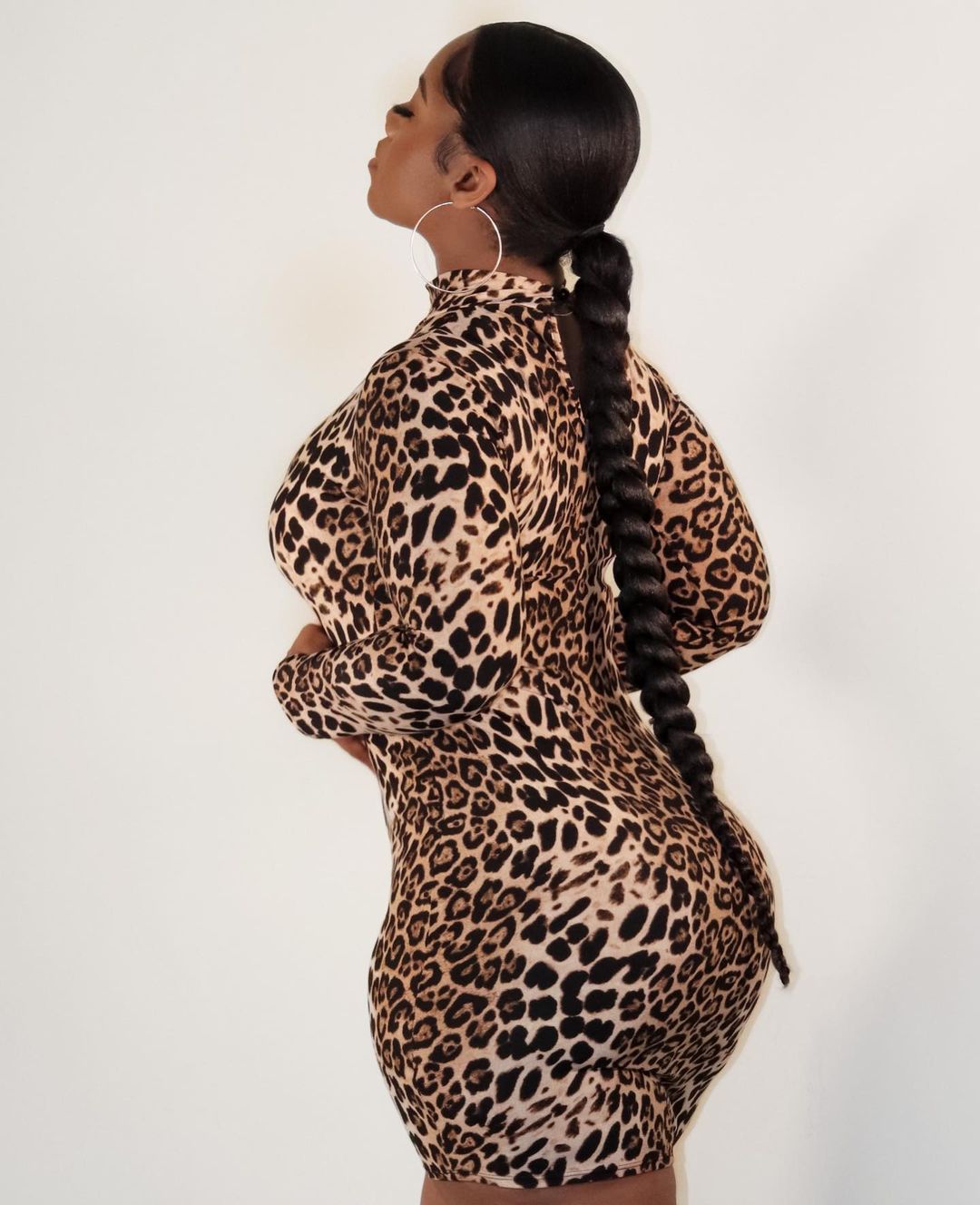 Plus Size Women's Early Fall Leopard Bodycon Dress 5