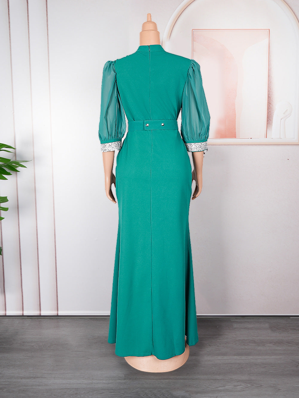 Fashion Women's Sexy Slit Dress Africa Plus Size Women's Solid Color Long Gown 17