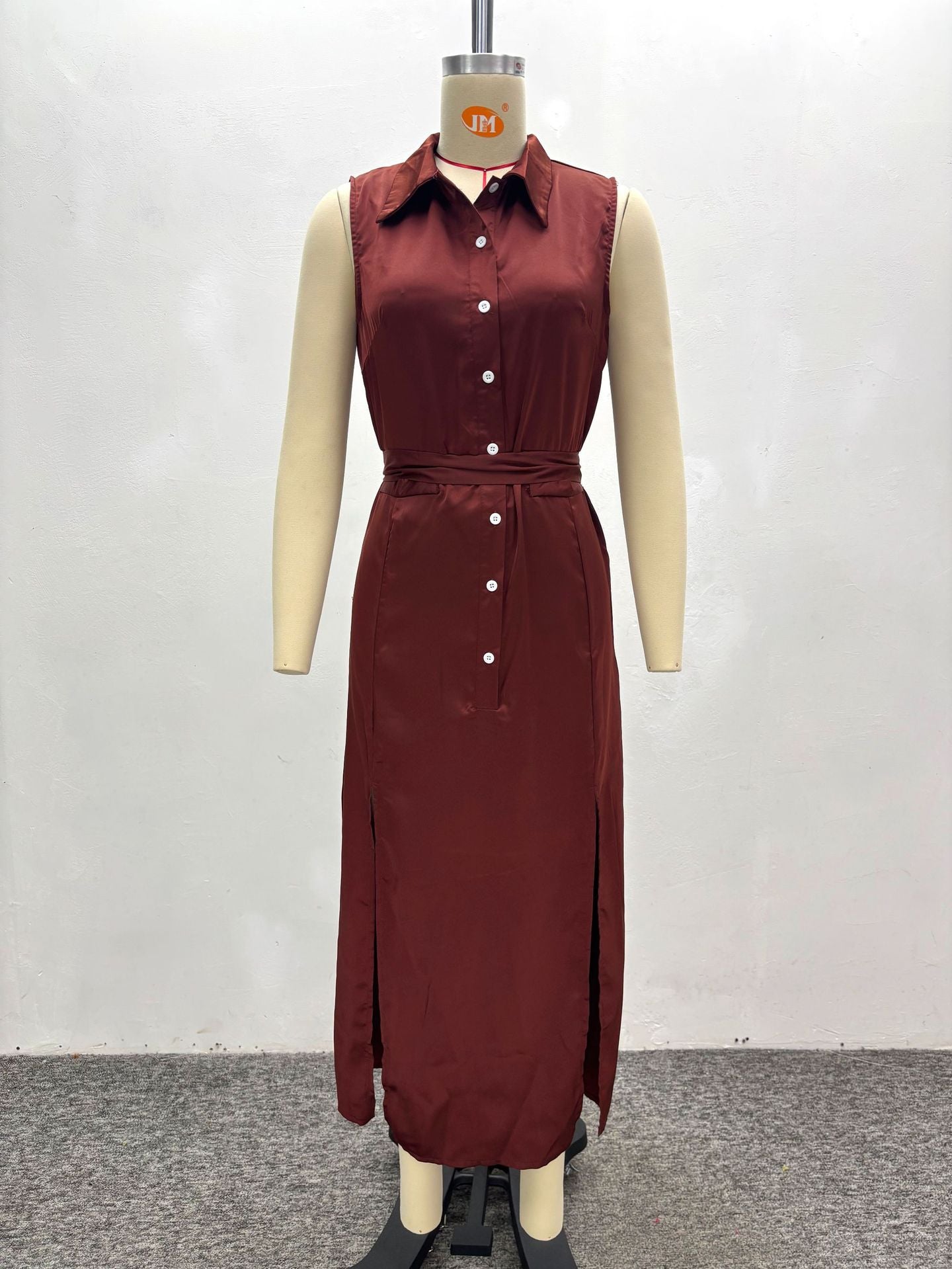 African Women's Loose Elegant Belt Slim Fit Vest Dress Plus Size Trendy Maxi Dress 9