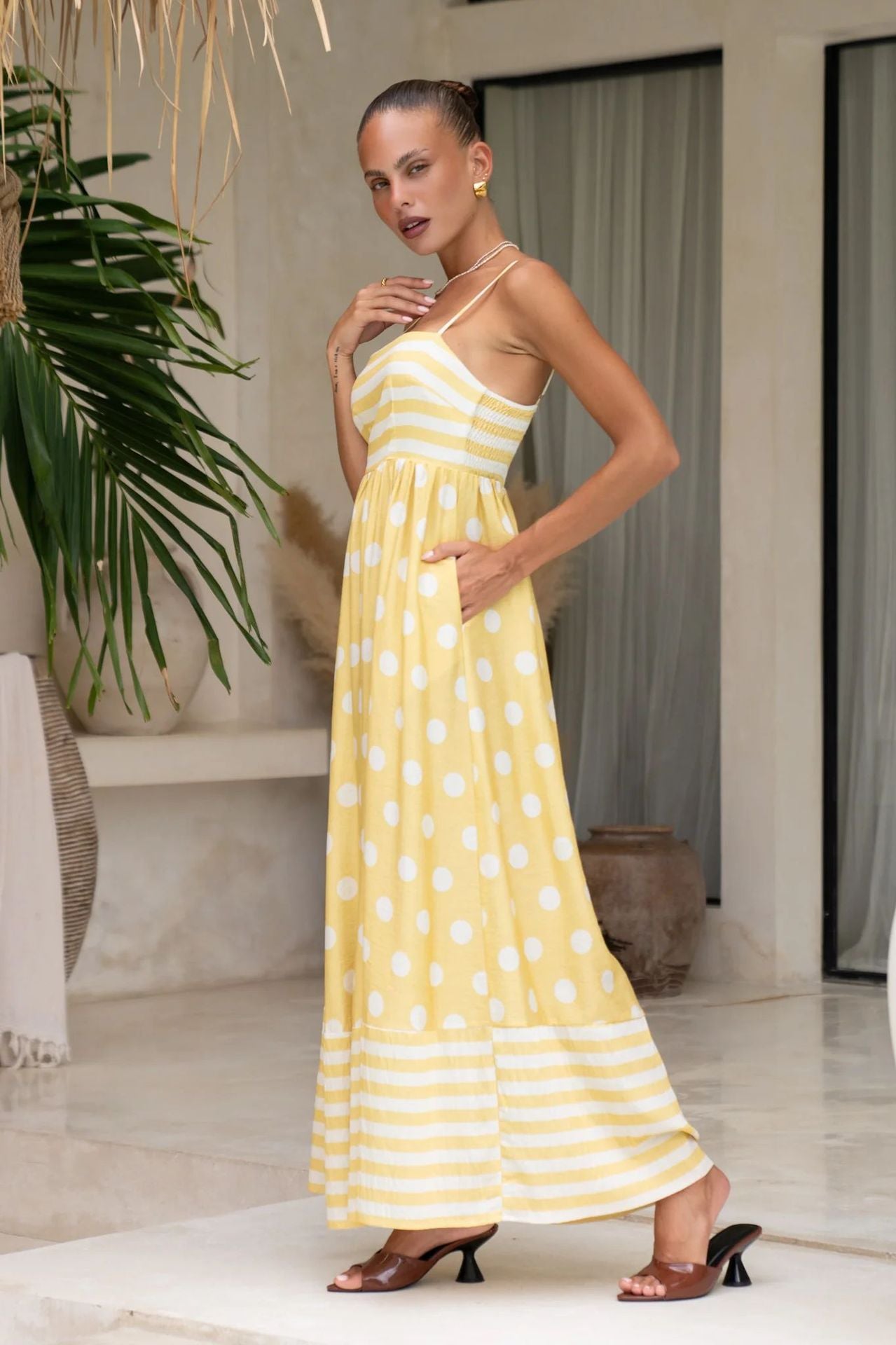 Summer Fashion Print Low Back Strap Sexy High Waist Long Dress 27