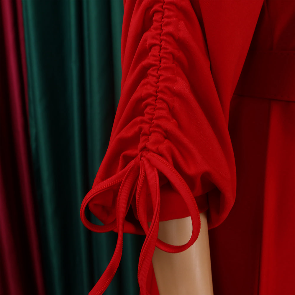 Women's Autumn And Winter Fashion Chic Plus Size Pleated A-Line African Dress 22