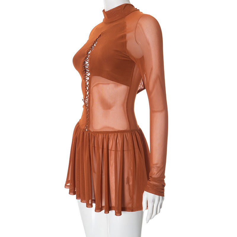 Women sexy see-through hollow bodycon dress 9