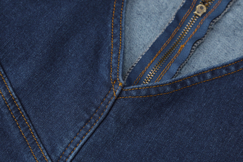 Women's Summer Slim Fit Fashion Low Back Retro High Waist Denim Jumpsuit 16