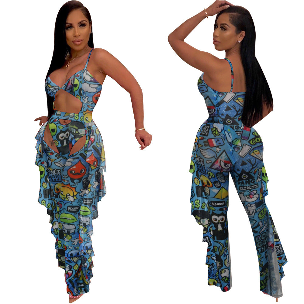 Women Sexy Solid Mesh Swimsuit Two-piece Set 5