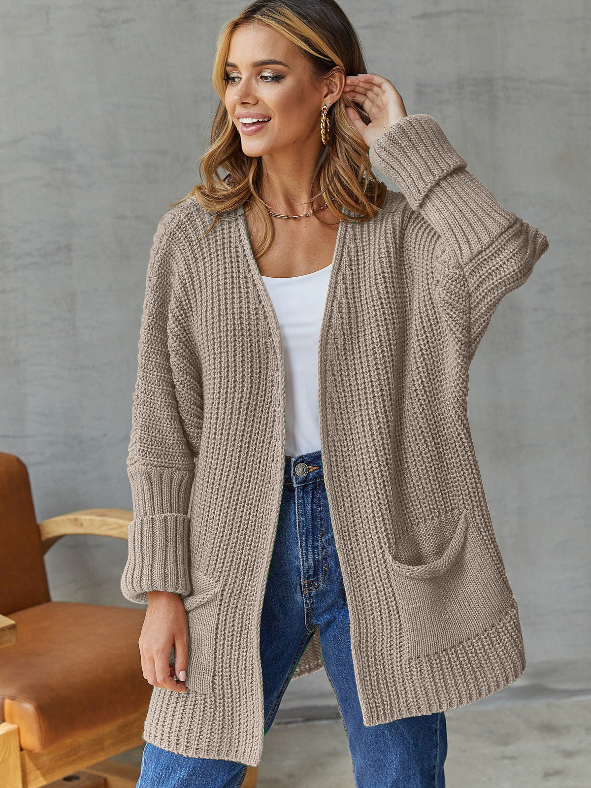 Knitting Sweater Women's Casual Style Loose Coat Plus Size Casual Cardigan 3