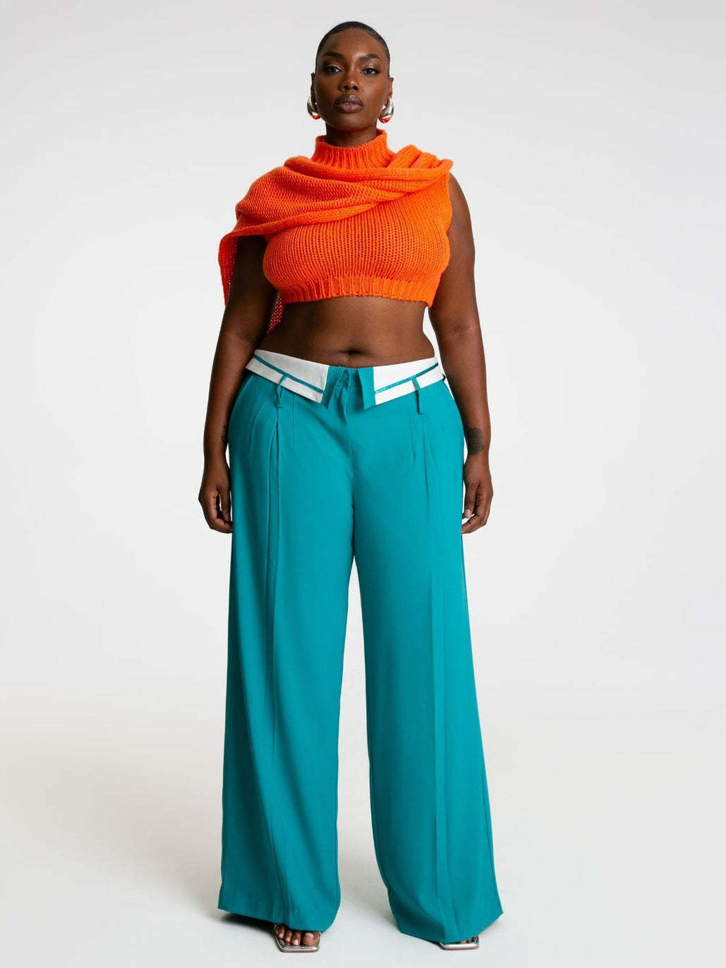 Spring Retro Women's Loose Slim Fit Turndown Collar Design Straight Wide Leg Pants 5