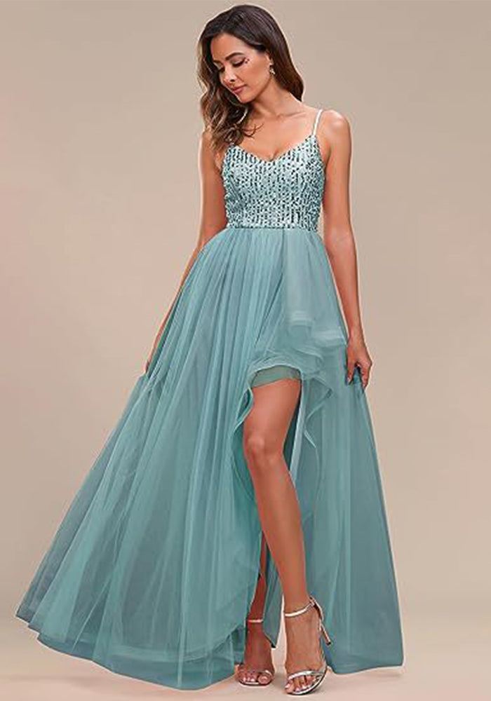 Women Solid Sexy Strap Slit Dress