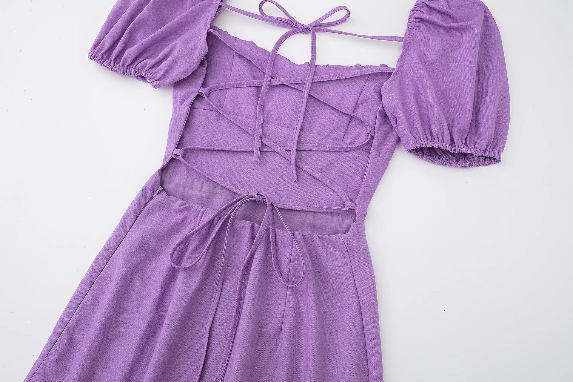 Women Square Neck Short Sleeve Dress 20