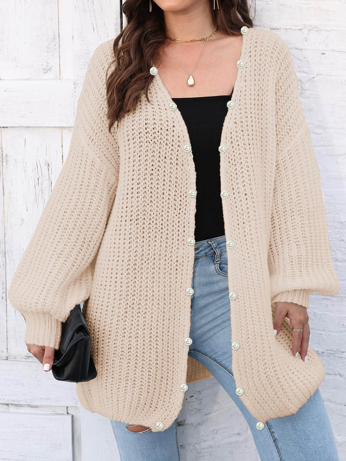 Ladies Autumn Winter Knitted Sweater Loose Casual Cardigan 7