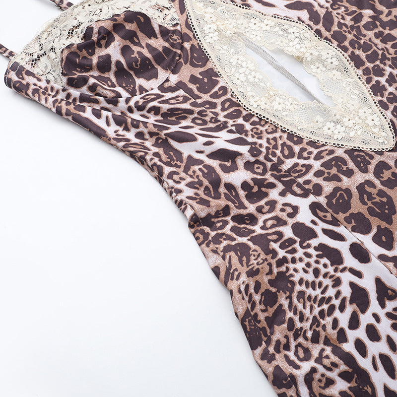 Summer Leopard Slit Strap Women's Dress 12