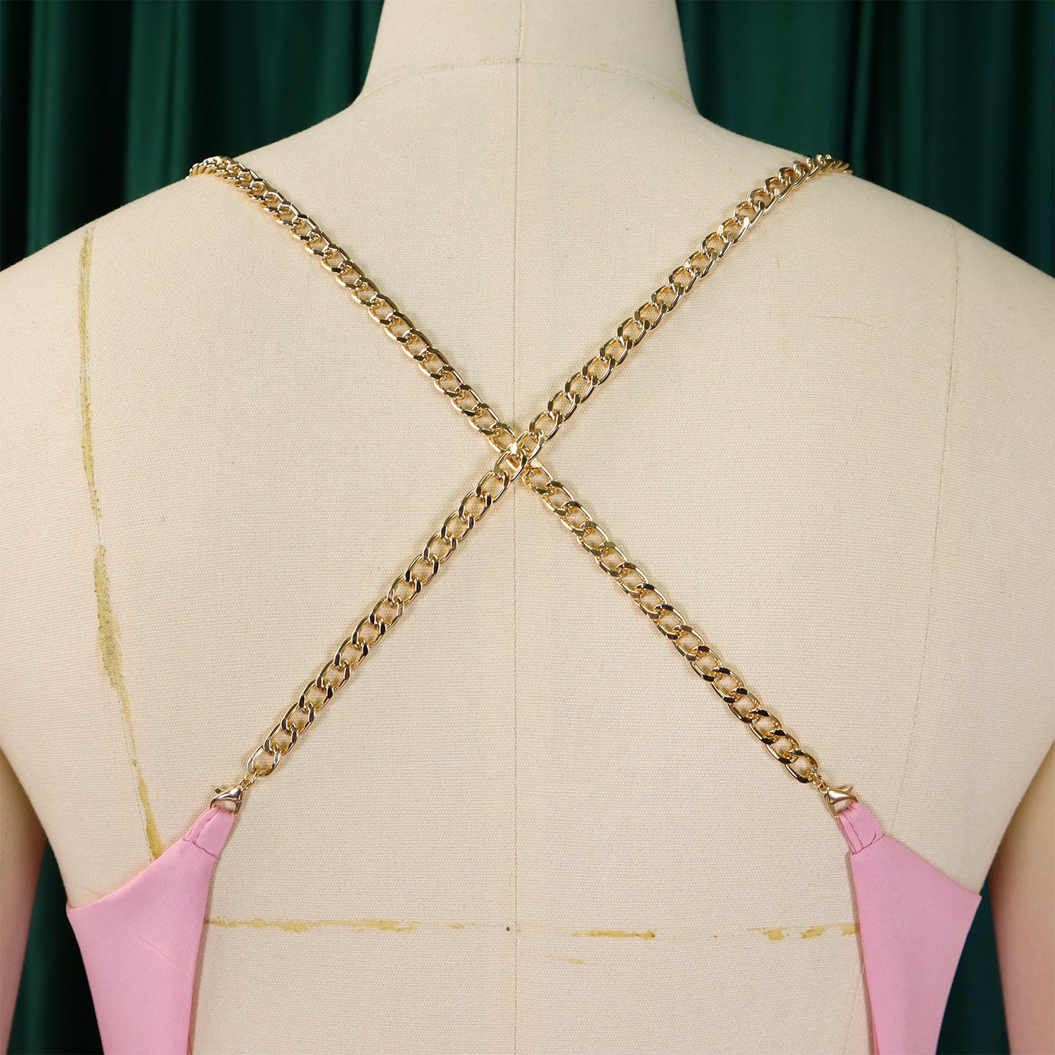 Summer Fashion Sexy Chain Halter Neck Sexy Low Back High Waist Wide Leg Pleated Jumpsuit 15