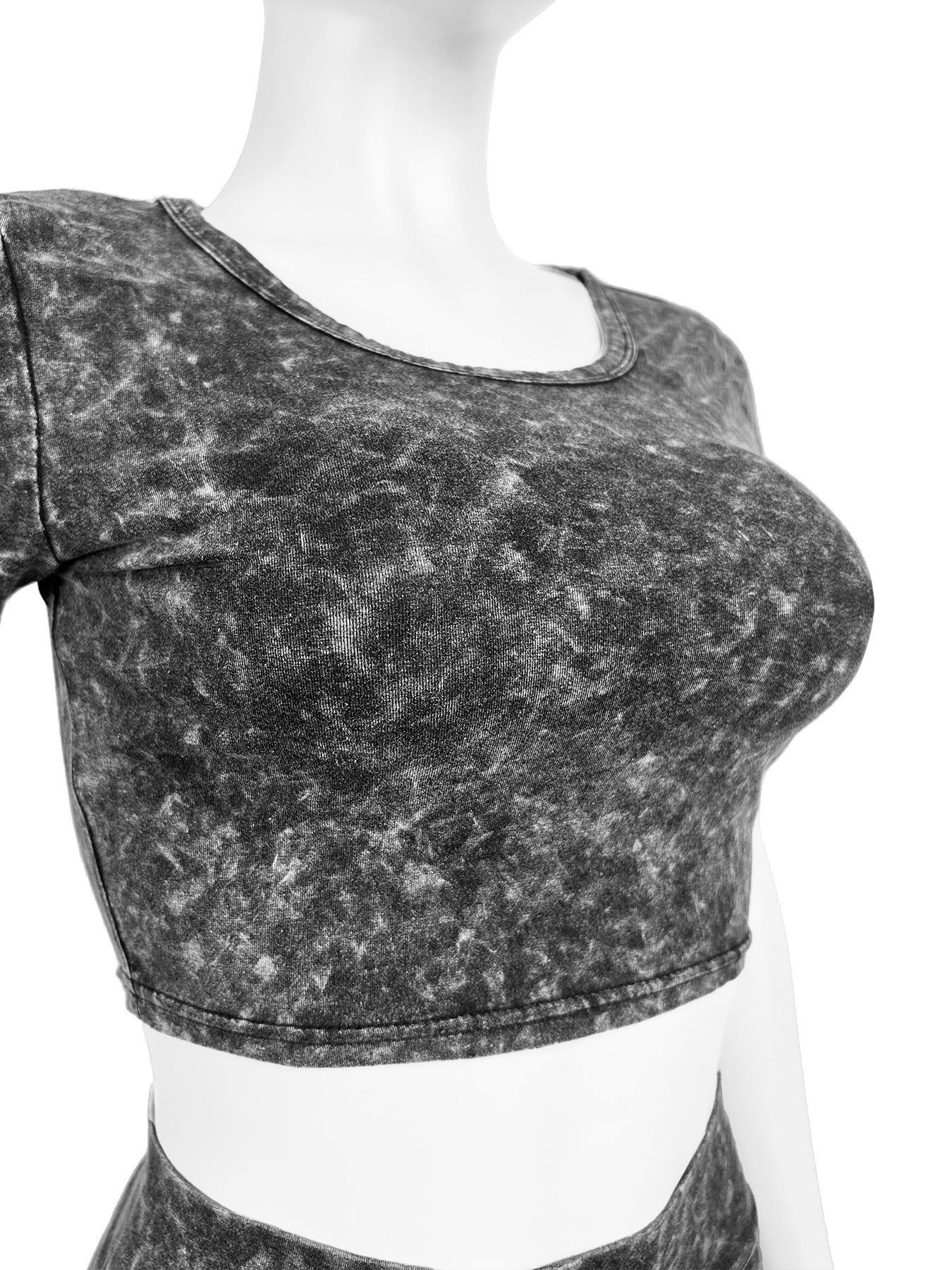 Fashionable Women's Clothing Solid Color Cotton Blending Short Sleeve High-Waisted Two-Piece Shorts Set 12