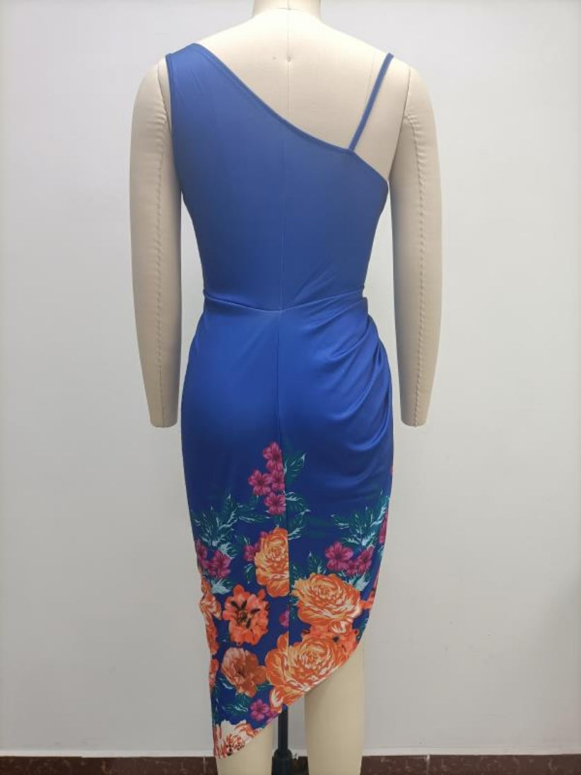 Women's Solid Sexy Sequin Slit Maxi Pleated One-Shoulder Evening Dress 18