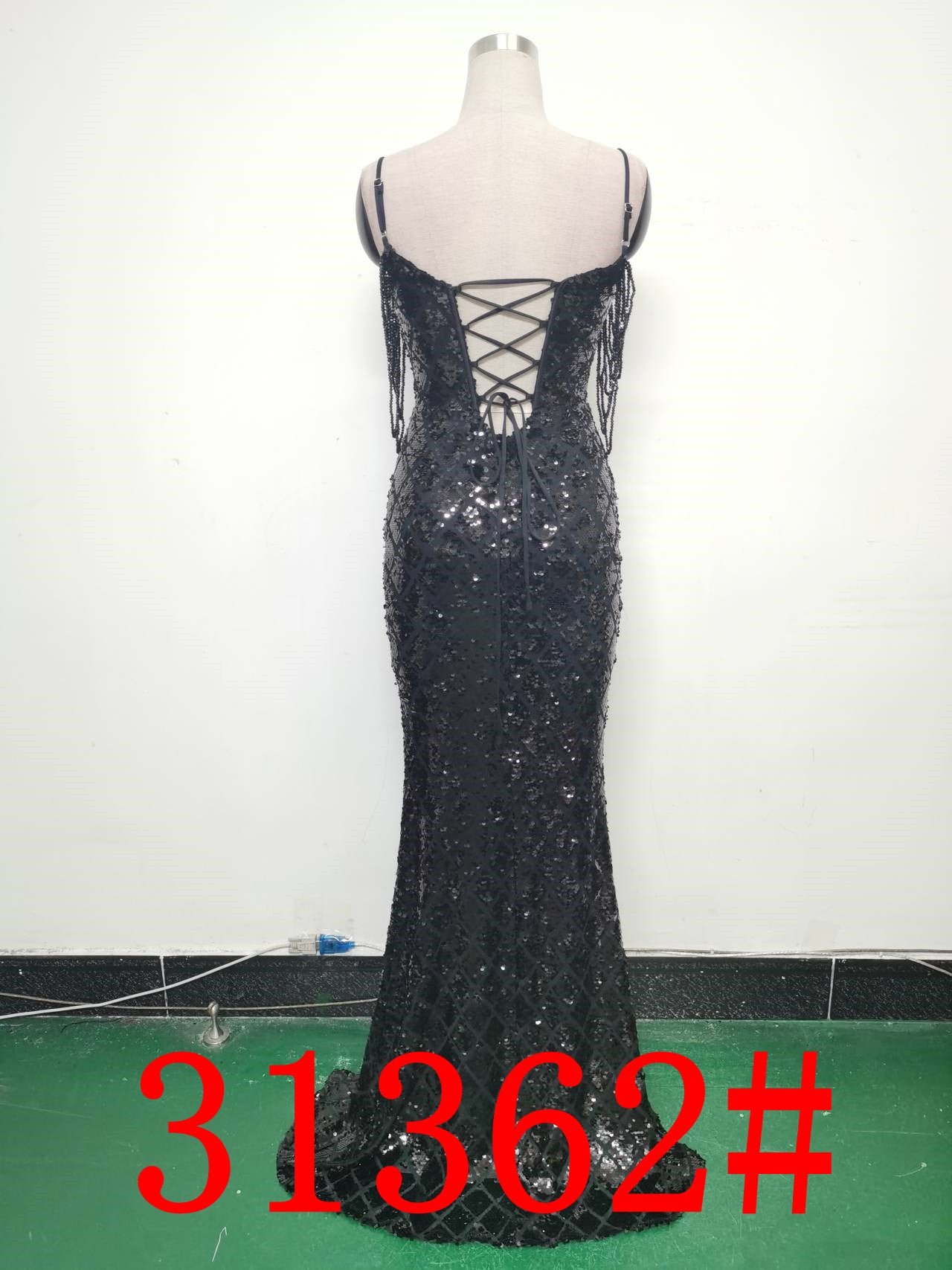 Women Herringbone Lace-Up Symphony Beaded Evening Dress 21