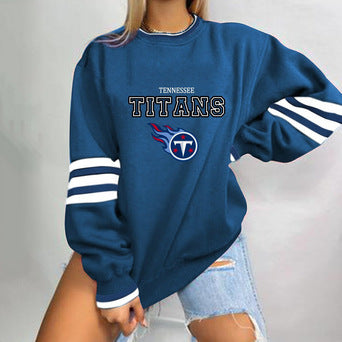 Spring Print Loose Casual Letter Round Neck Long Sleeve Loose T-Shirt 30