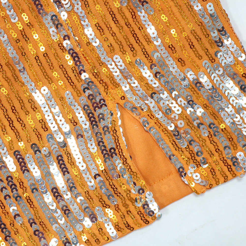 Fashionable Lace-Up Halter Low Back Sexy Women's Sequin Party Dress 22