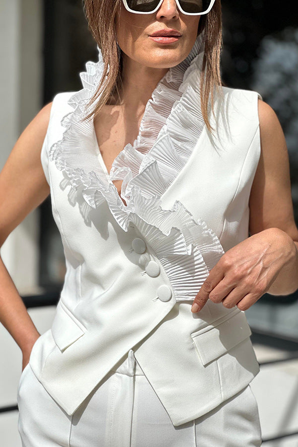 Women Casual Pocket Sleeveless Top And Pants Two-piece Set 9