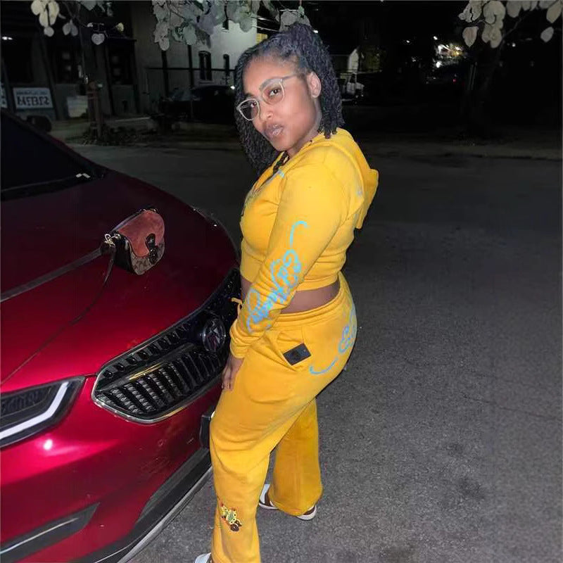 Women's Fashion Print Casual Two Piece Tracksuit Set 4