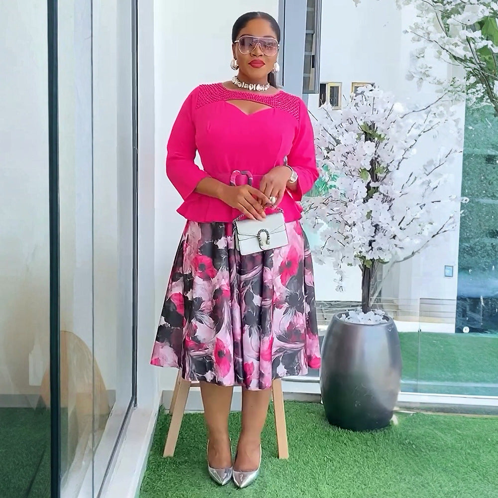 African Women Plus Size Fashion Print Dress