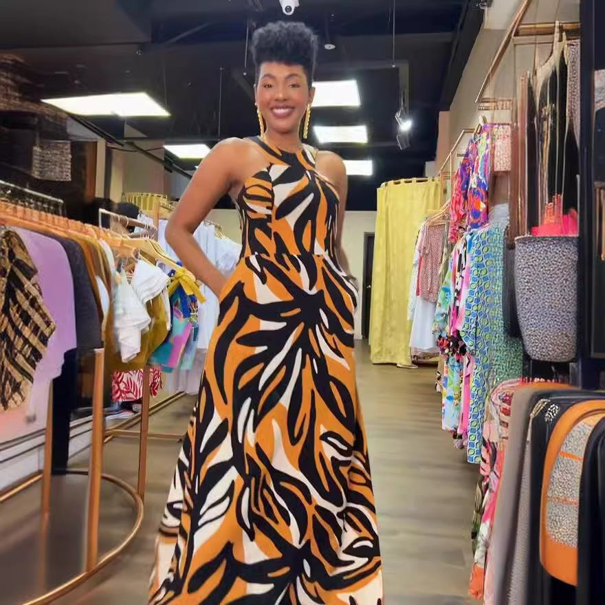 Women Printed Sleeveless Off-Shoulder Sundress 3