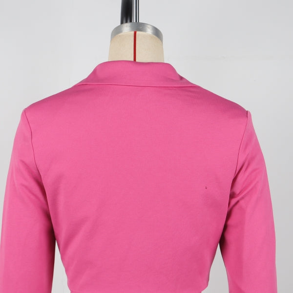 Women elegant Career Turndown Collar Long Sleeve Blazer and Shorts Two-piece Set 21