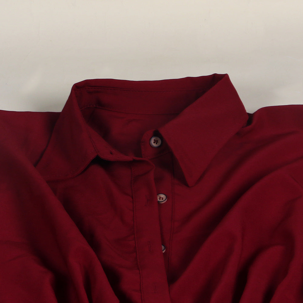 Women Sexy Lace-Up Buttoned Long-Sleeved Dress 29