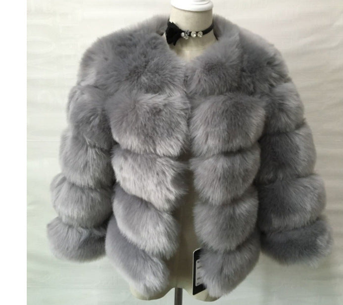 Women's Cropped Long Sleeve Fur Faux Fur Coat 5