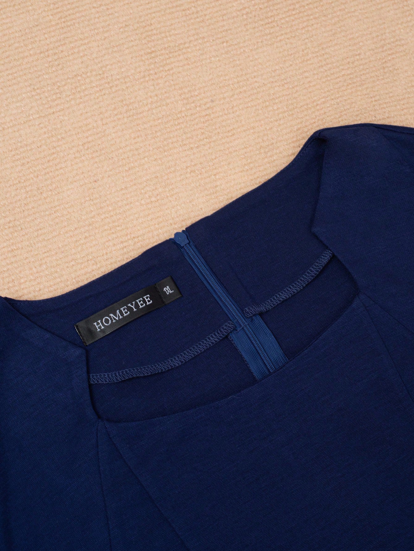 Plus Size Chic Elegant Short Sleeve Slim Waist False Two-Piece Solid Color Square Neck Zipper Professional Bodycon Dress 11