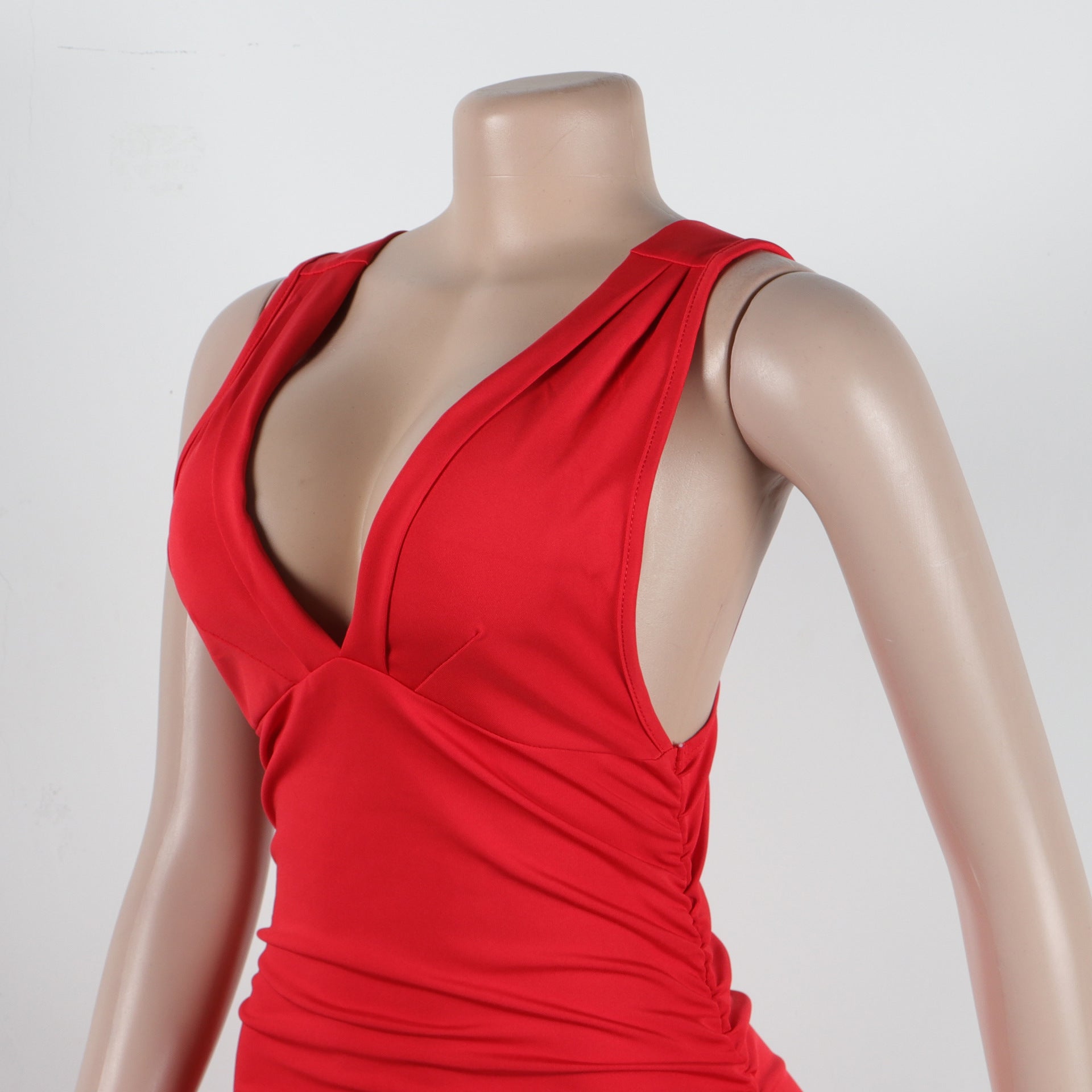 Sexy slim deep V neck sleeveless nightclub dress 32