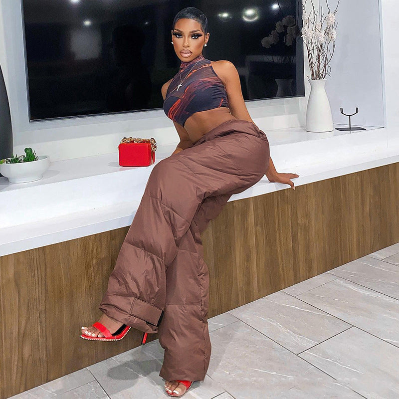 Women Vintage Lace Up Elastic Pocket Pant 5