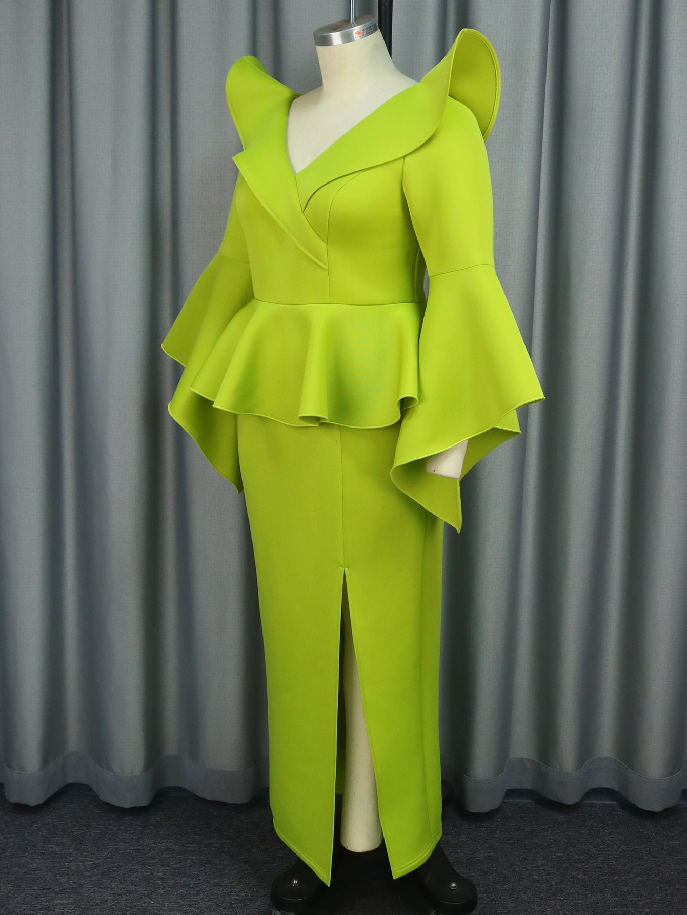 Women Ruffle Formal Party Bell Bottom Sleeve Dress 8