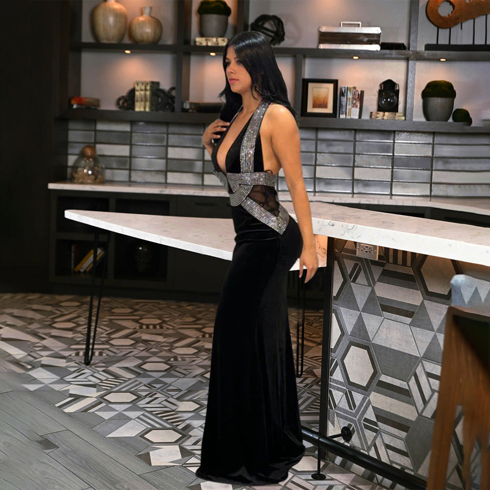 Sexy Halter Neck Low Back Fashion Sleeveless Slim Long Party Evening Dress 4