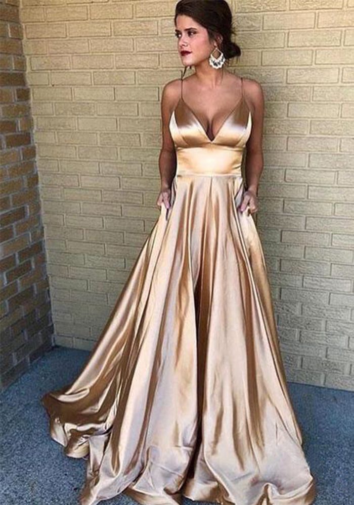 Summer Women's Sexy V Neck Dress Camisole Solid Color Sleeveless Fashion Evening Dress