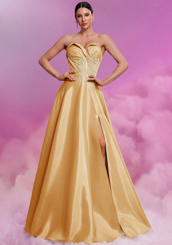 Women's Elegant Sexy Strapless Formal Bridesmaid Cocktail Evening Dress