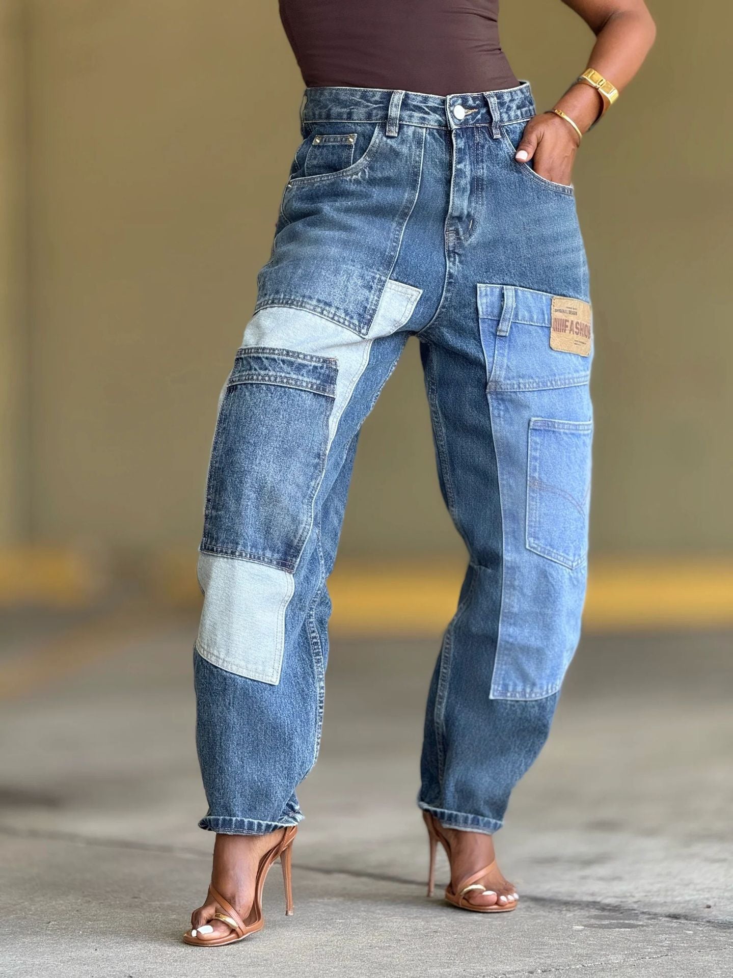 Women's Patchwork Denim Pants
