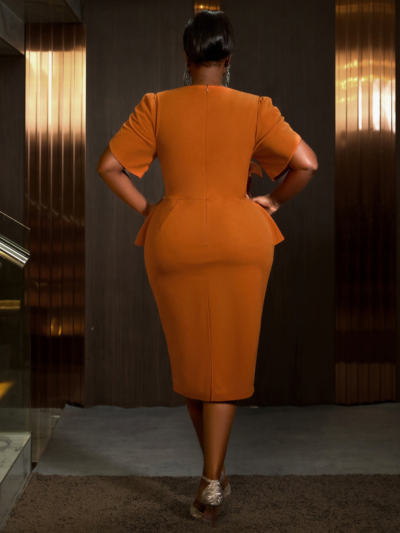 Women Elegant square collar ruffle flower bodycon Dresses 3