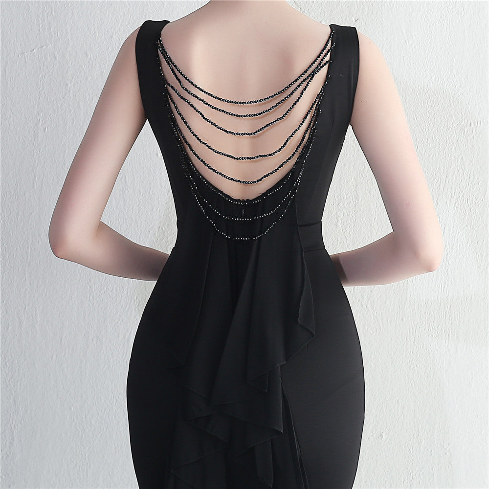 beaded satin plus chiffon wedding dinner etiquette sexy dress 25