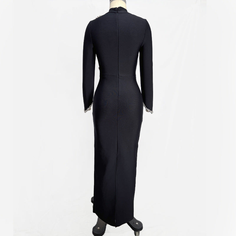 Women rhinestone chain bandage dress 8