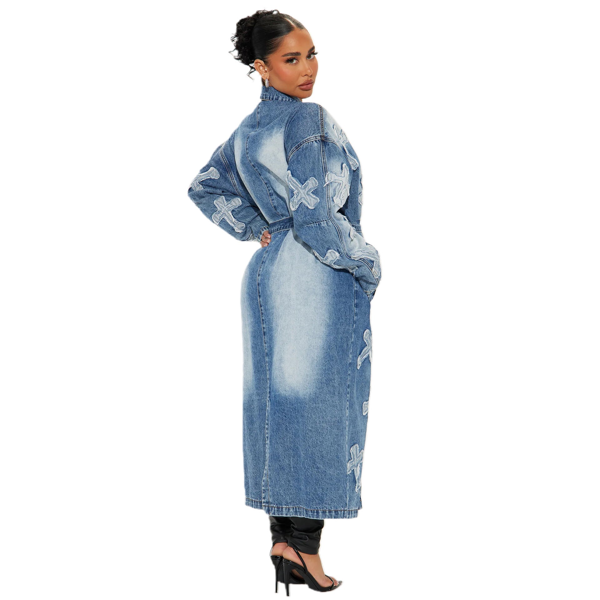 Women Cross Embroidered Denim Jacket 3