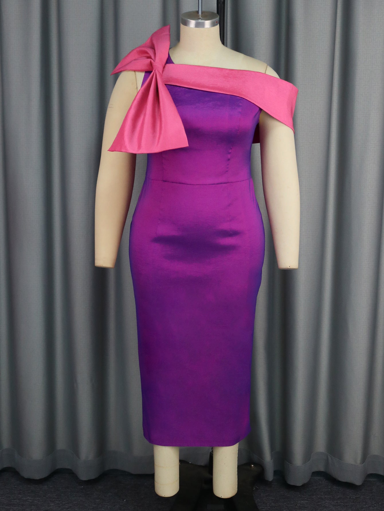 Sexy And Elegant Slash Shoulder Bowknot High Waist Formal Party Dress 3