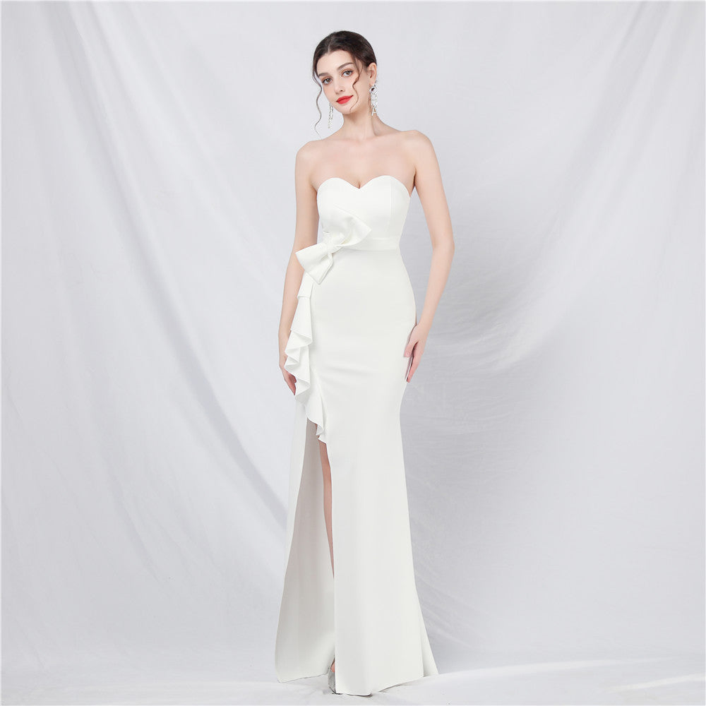 Women Bridesmaid Welcome Strapless Maxi Evening Dress 4