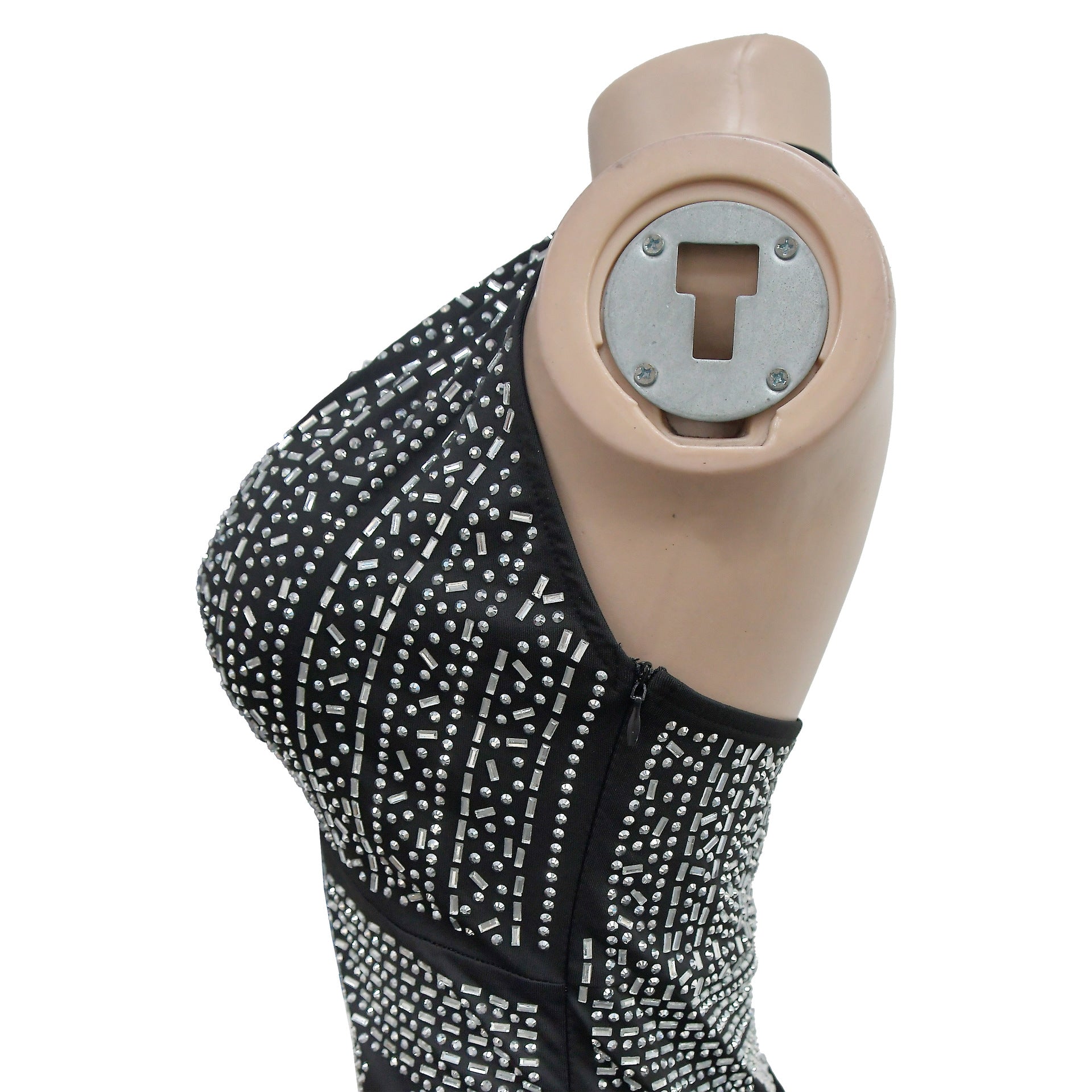 Women Solid mesh Beaded Sleeveless Maxi Dress 20