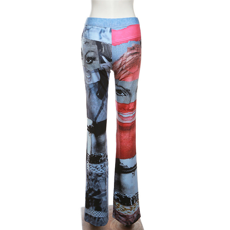 Fall Women Print Style Straight Casual Pants 11