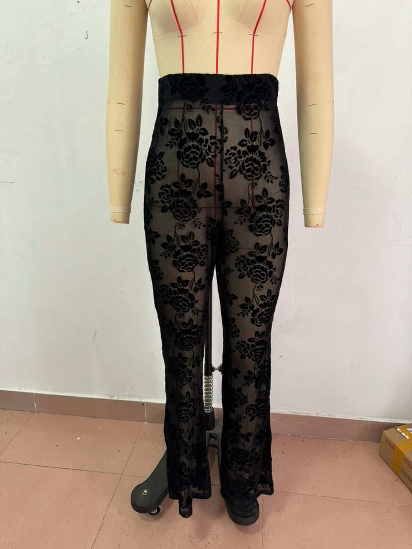 Autumn Winter Lining Tight Fitting High Waist Trousers Casual Party Fashion Women's Mesh Pants 9