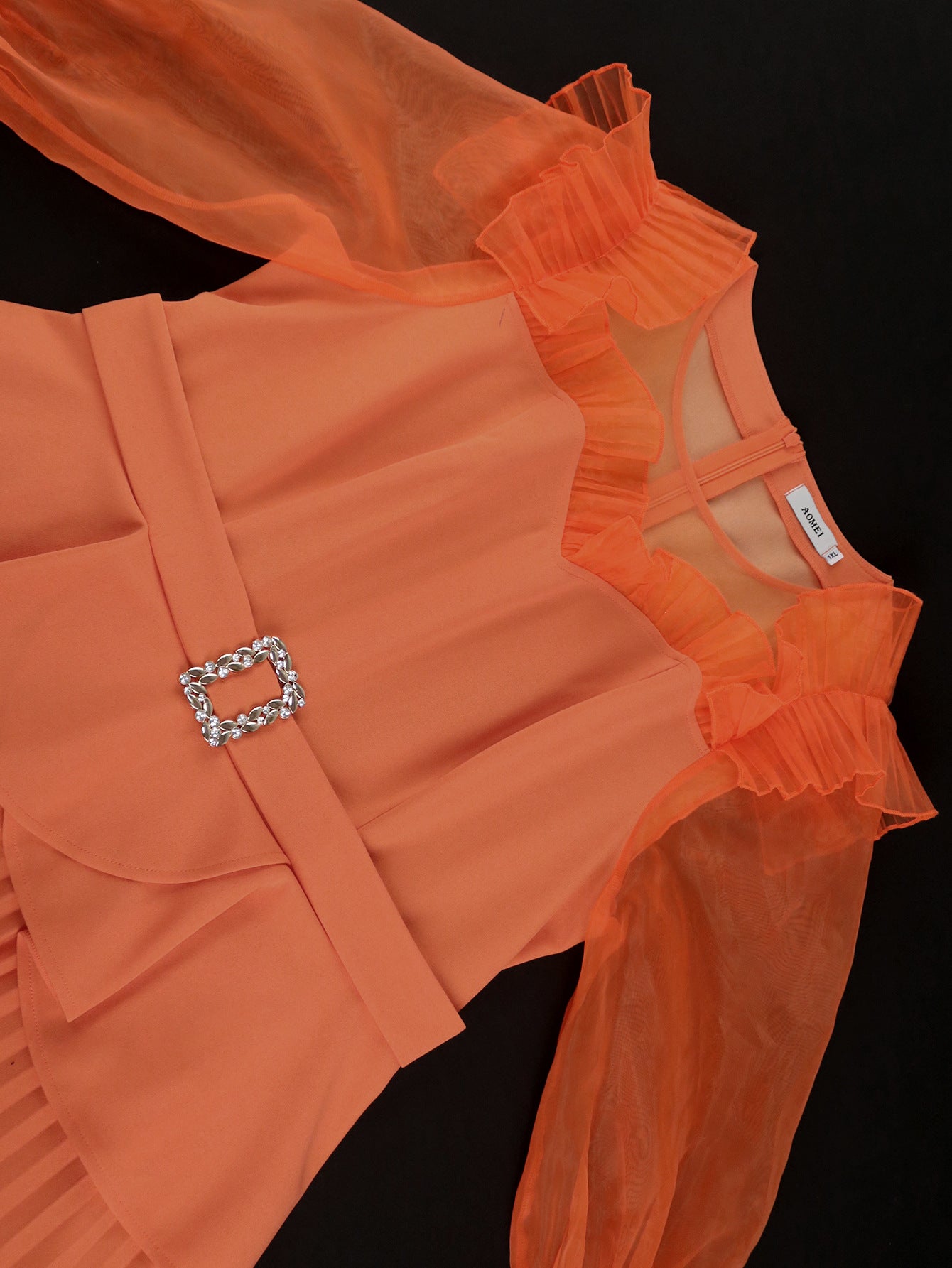 Women Round Neck Lantern Sleeve Party Formal Party Dress 8