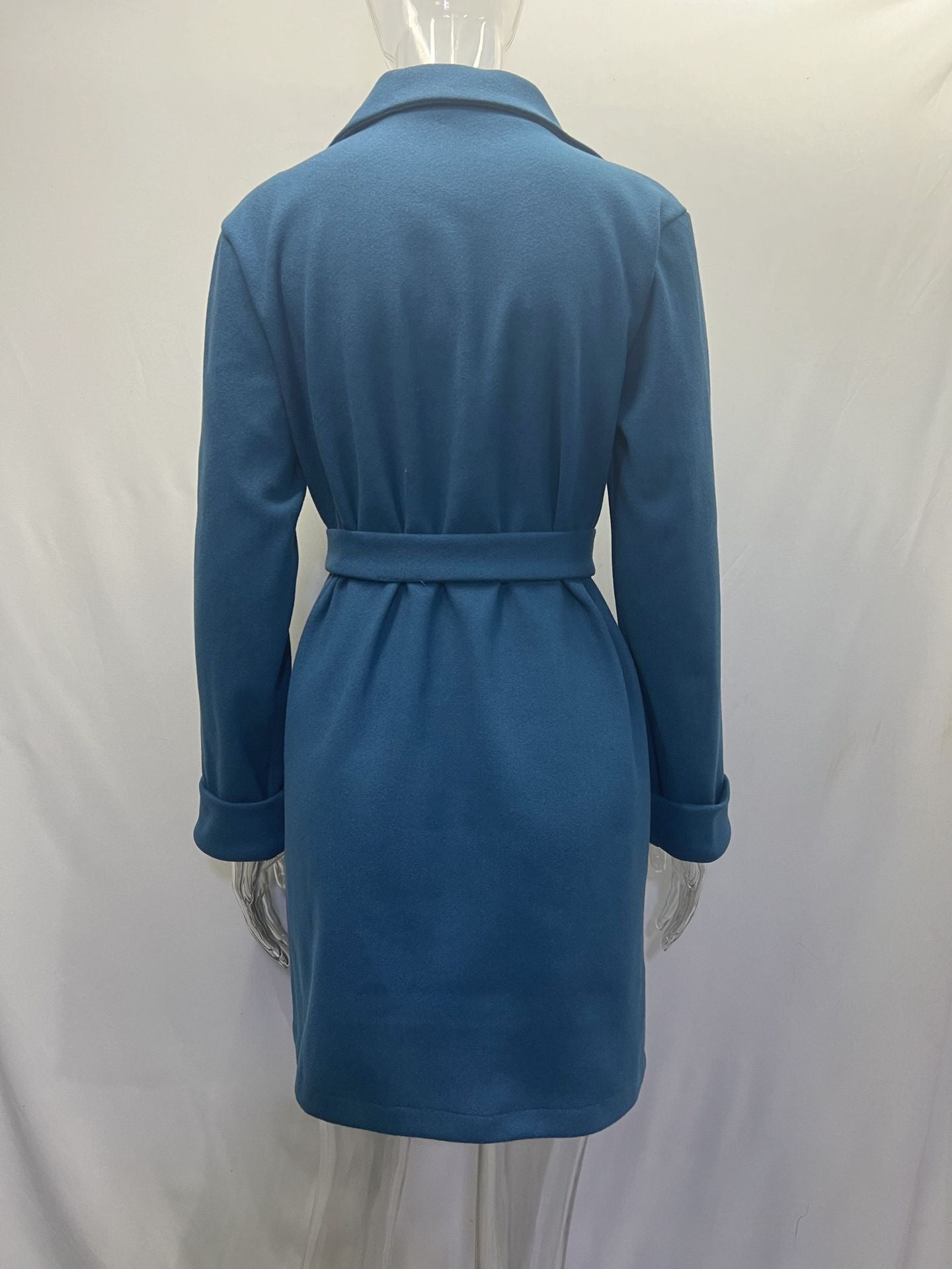 Women Belt Turndown Collar Coat 27