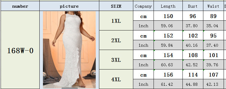Women's Plus Size Elegant Lace Tail Wedding Dress 8